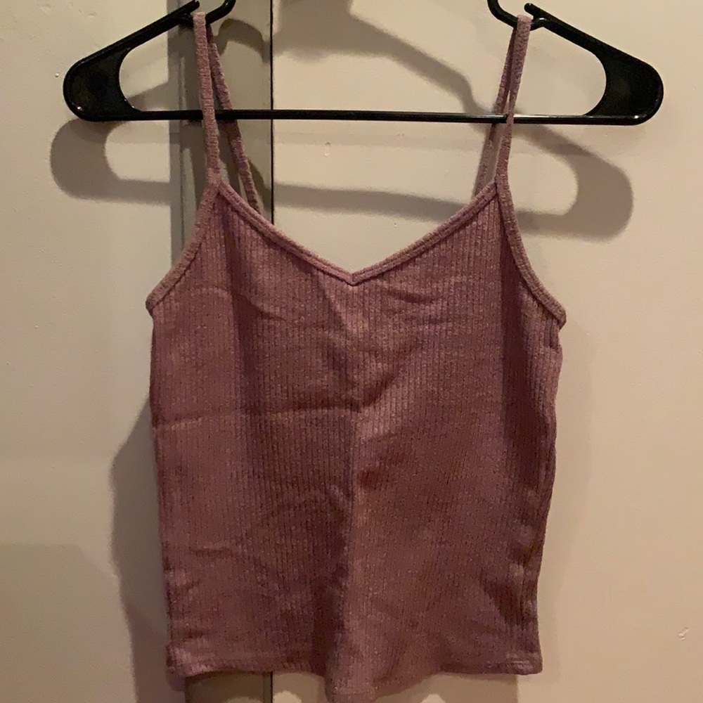 Purple ribbed tank top